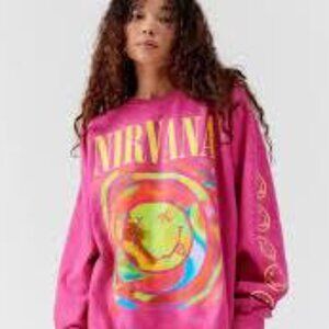 Urban Outfitters Nirvana Smile Sweatshirt Pink
